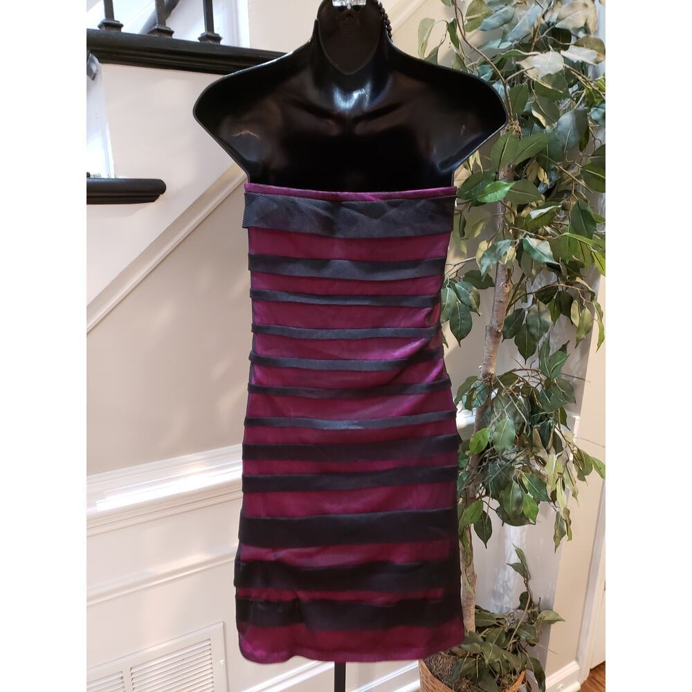 Forever 21 Strapless Dress Womens 1X Purple Black Bodycon Party Mini Plus - Picture 5 of 9